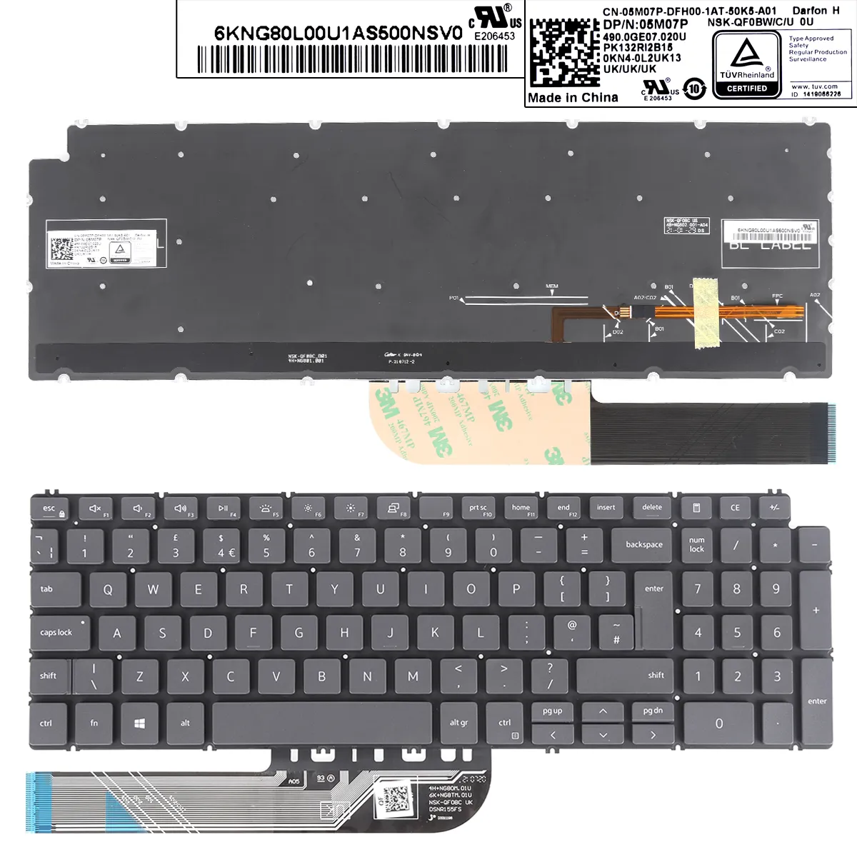 Picture of Dell 7591 7590 P83F 5580 5584 5593 5598 GRAY(Backlit,win8) 